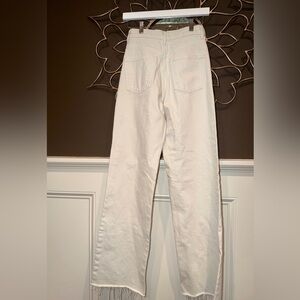 Zara Wide Leg High Rise Cream Ivory Jeans Size 2